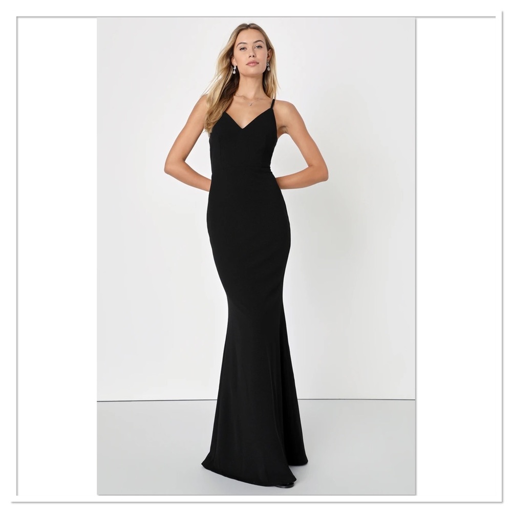 NWT Lulus Moments Of Bliss Mermaid Maxi Dress Black Size Small